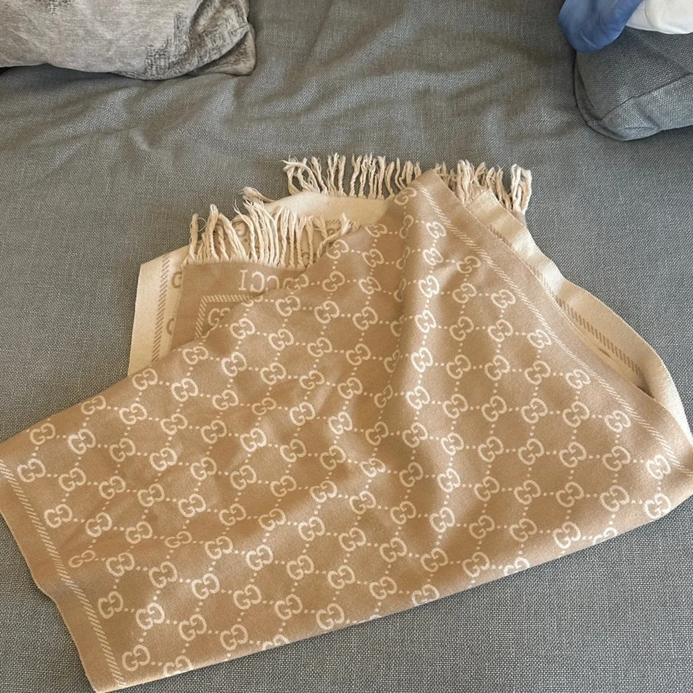 Cute Beige Scarf with Fringe - Picture 1 of 1